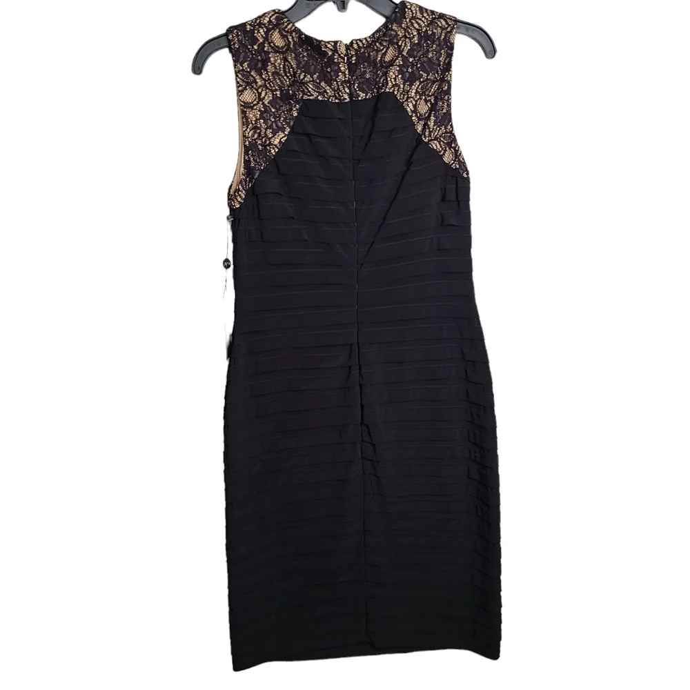 Adrianna Papell Black Straight Sleeveless Lace Dress NWT Size 6